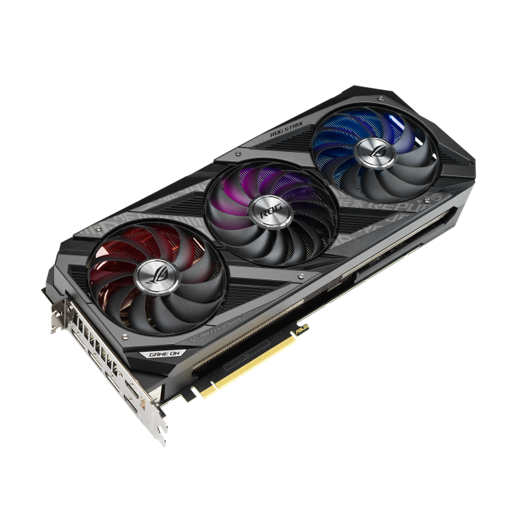 ROG Strix GeForce RTX™ 3080 OC Edition graphics card, front angled view