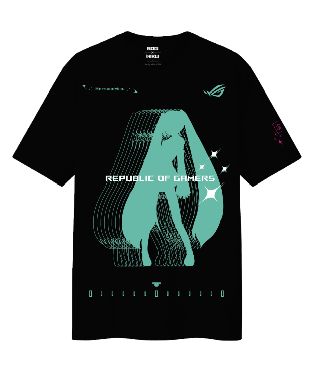 The front view of ROG T-shirt I Hatsune Miku Edition