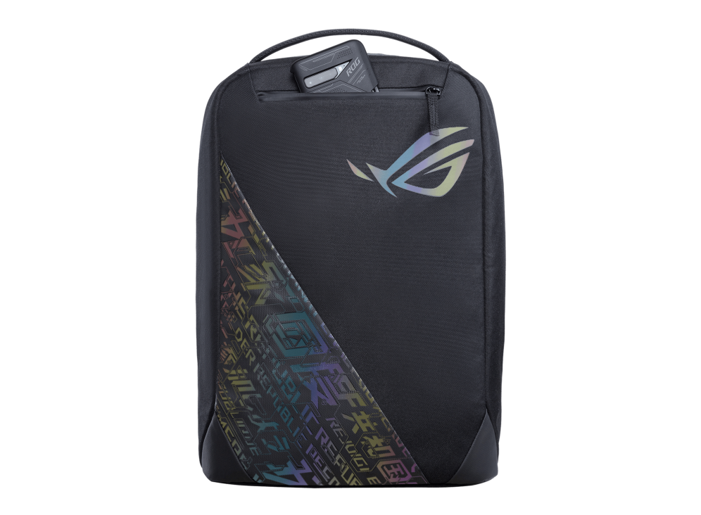 ROG Backpack BP1501G Holographic Edition _ front view with front pocket