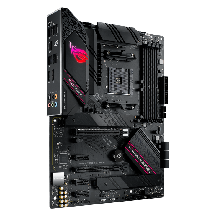 ROG STRIX B550-F GAMING angled view from left