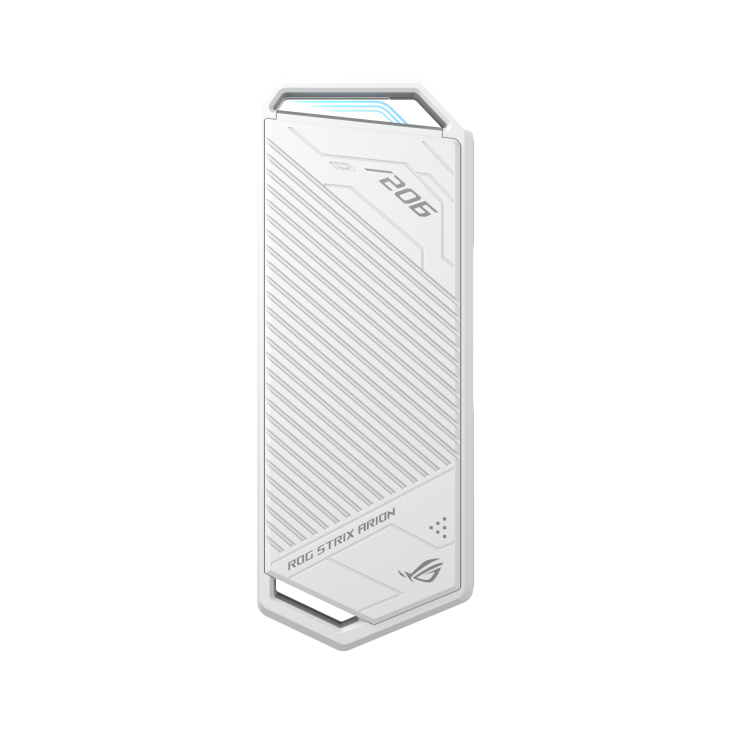 ROG Strix Arion white rear view with AURA lighting