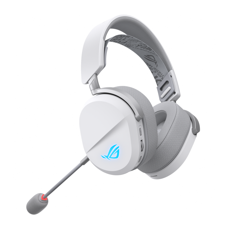 The side view of ROG Pelta in Moonlight White edition angled from the rear side