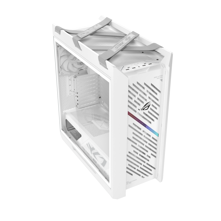 ROG Strix Helios II White angled top-side view