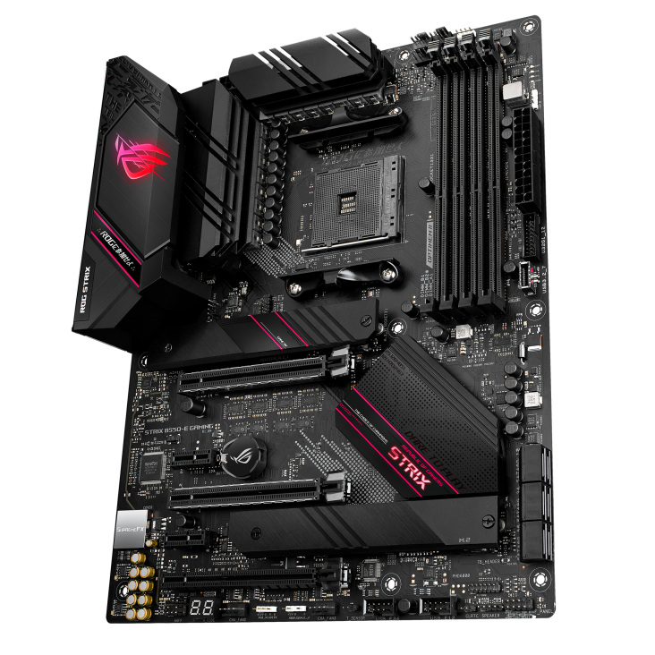 ROG STRIX B550-E GAMING angled view from right