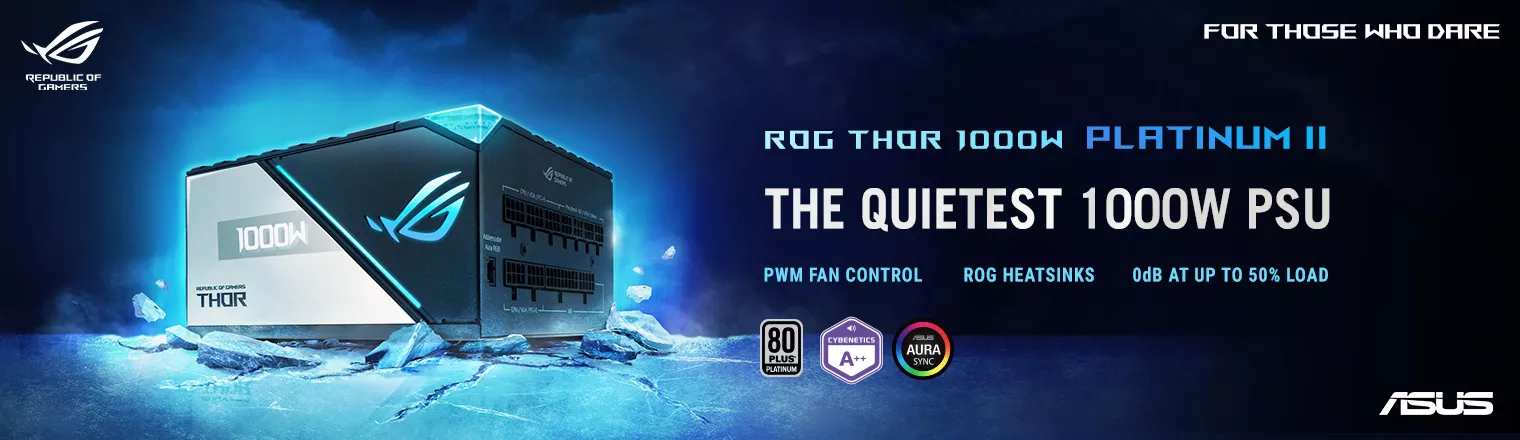 ROG Thor PSU on ice surface with white frost