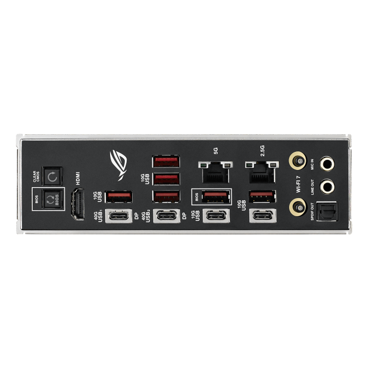 ROG CROSSHAIR X870E HERO BTF rear I/O ports
