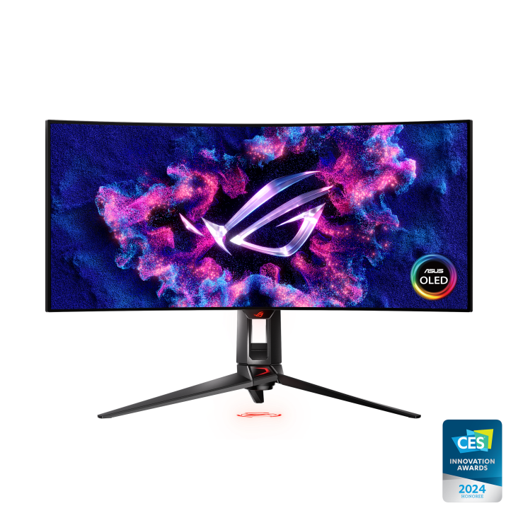 ROG Swift OLED PG34WCDM _ front+icon+award