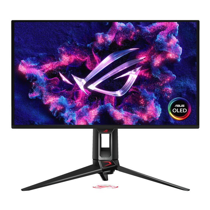 ROG Swift OLED PG27UCDM front view with OLED logo