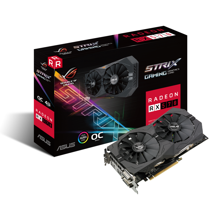 ROG-STRIX-RX570-O4G-GAMING graphics card and packaging