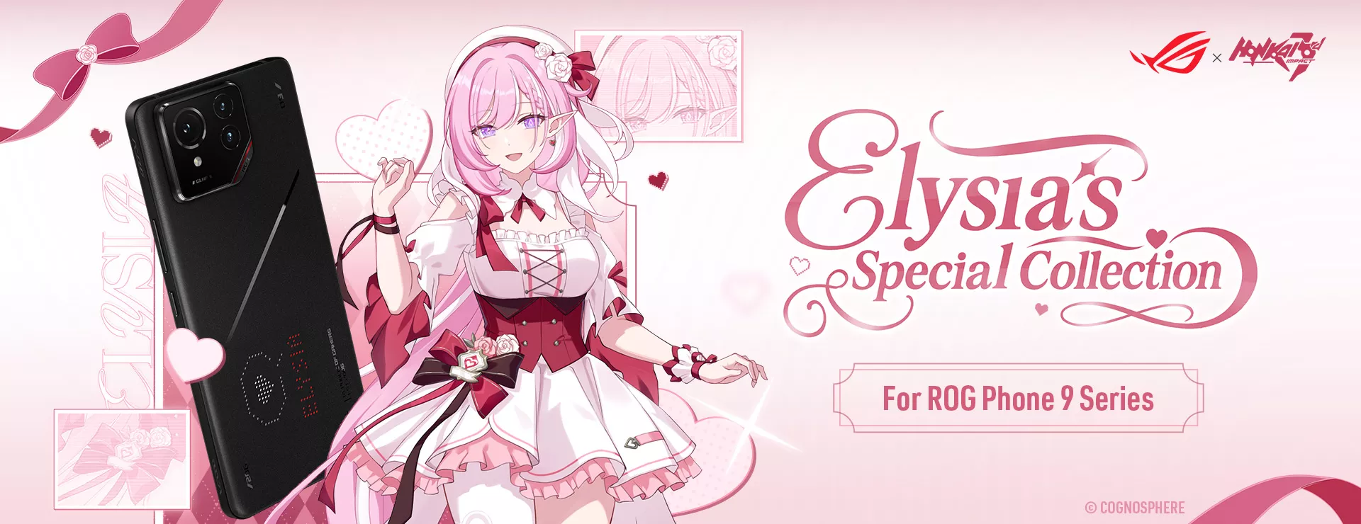 Introducing the new ROG Phone 9 Honkai Impact 3rd co-op accessories box, featuring Elysia with a refreshed style.