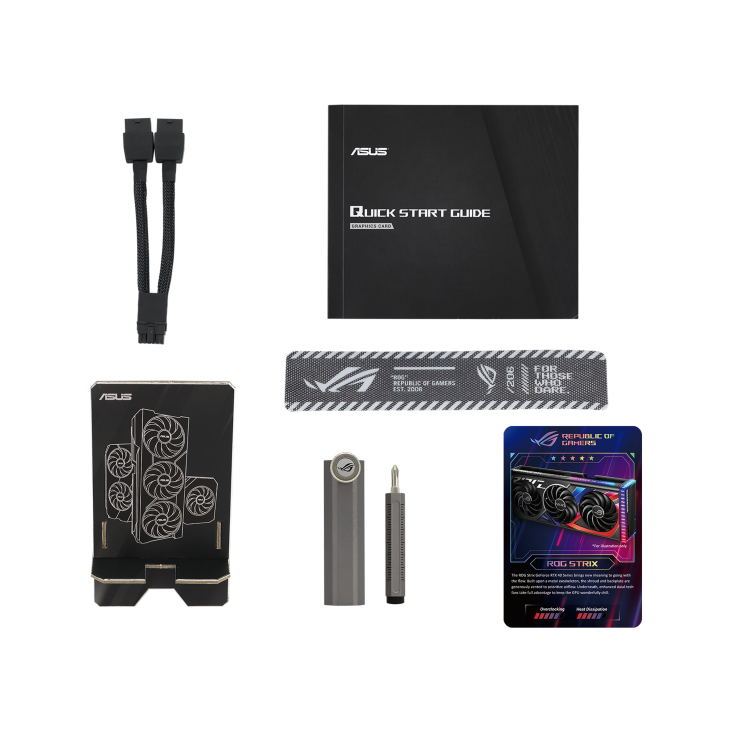 ROG Strix GeForce RTX 4070 SUPER Accessory graphics card holder, velcro hook andloop,thank you card and adapter