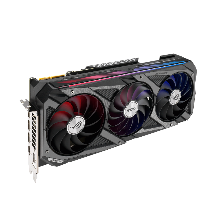 ROG-STRIX-RTX3090-24G-GAMING graphics card, hero shot from the front side