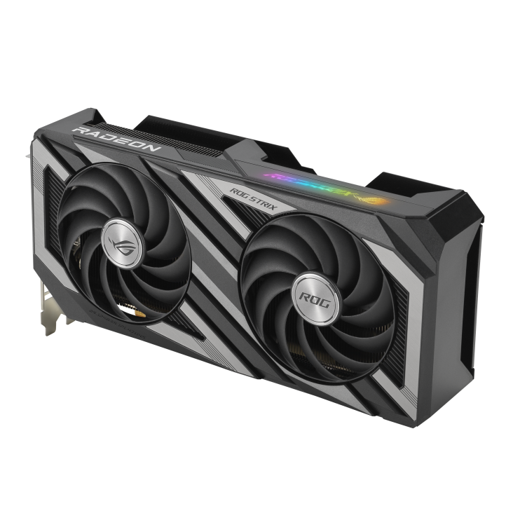 ROG STRIX Radeon RX 7600 OC Edition right angled forward view