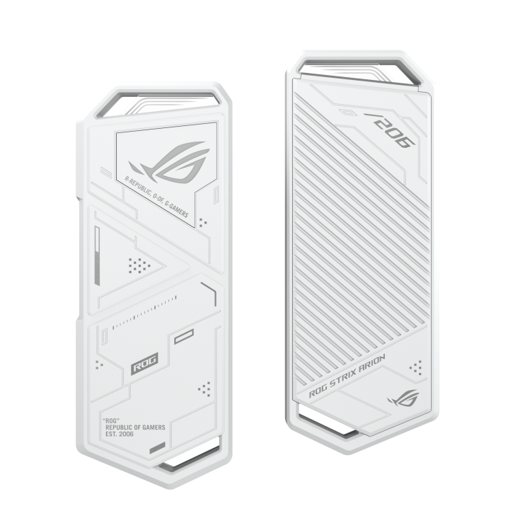 ROG Strix Arion white front and rear view in row, without lighting