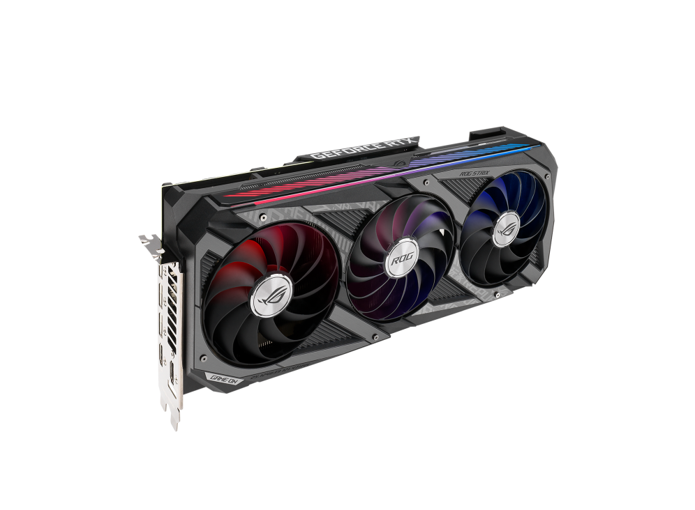 ROG-STRIX-RTX3080-10G-GAMING graphics card, hero shot from the front side