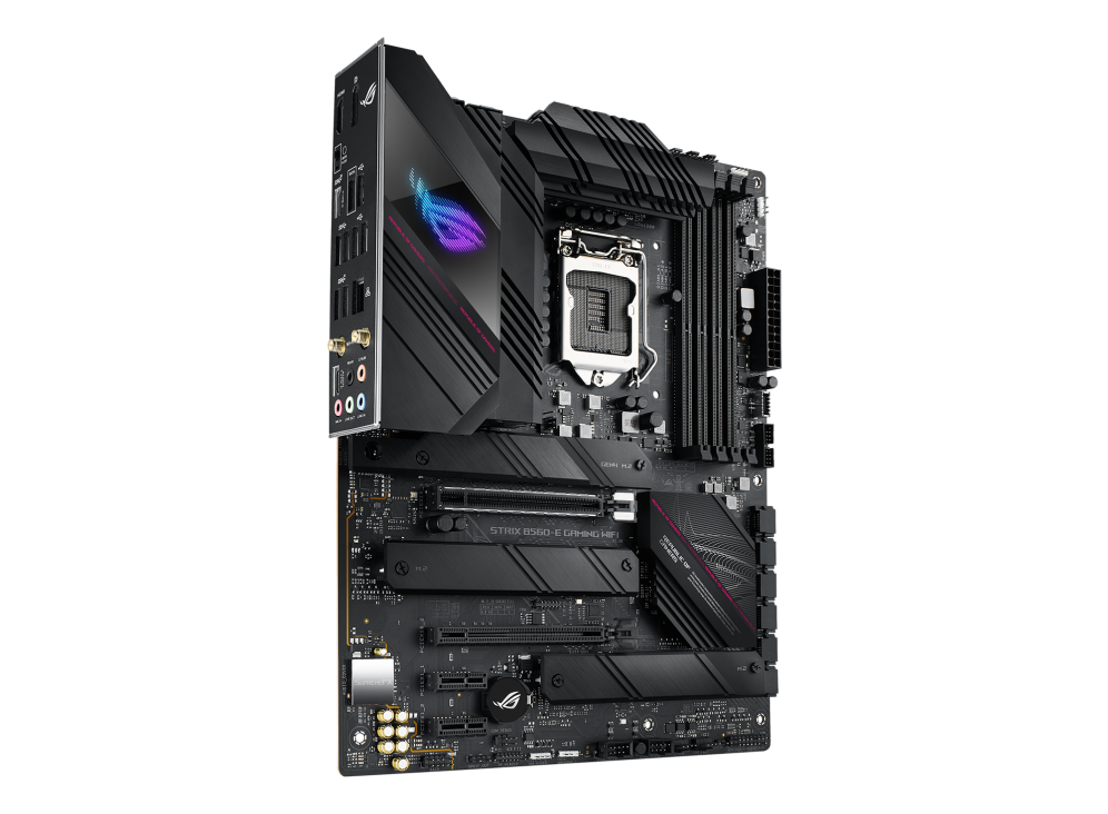 ROG STRIX B560-E GAMING WIFI angled view from left