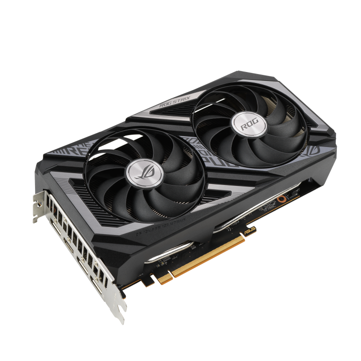 ROG-STRIX-RX6600XT-O8G-GAMING graphics card, front angled view