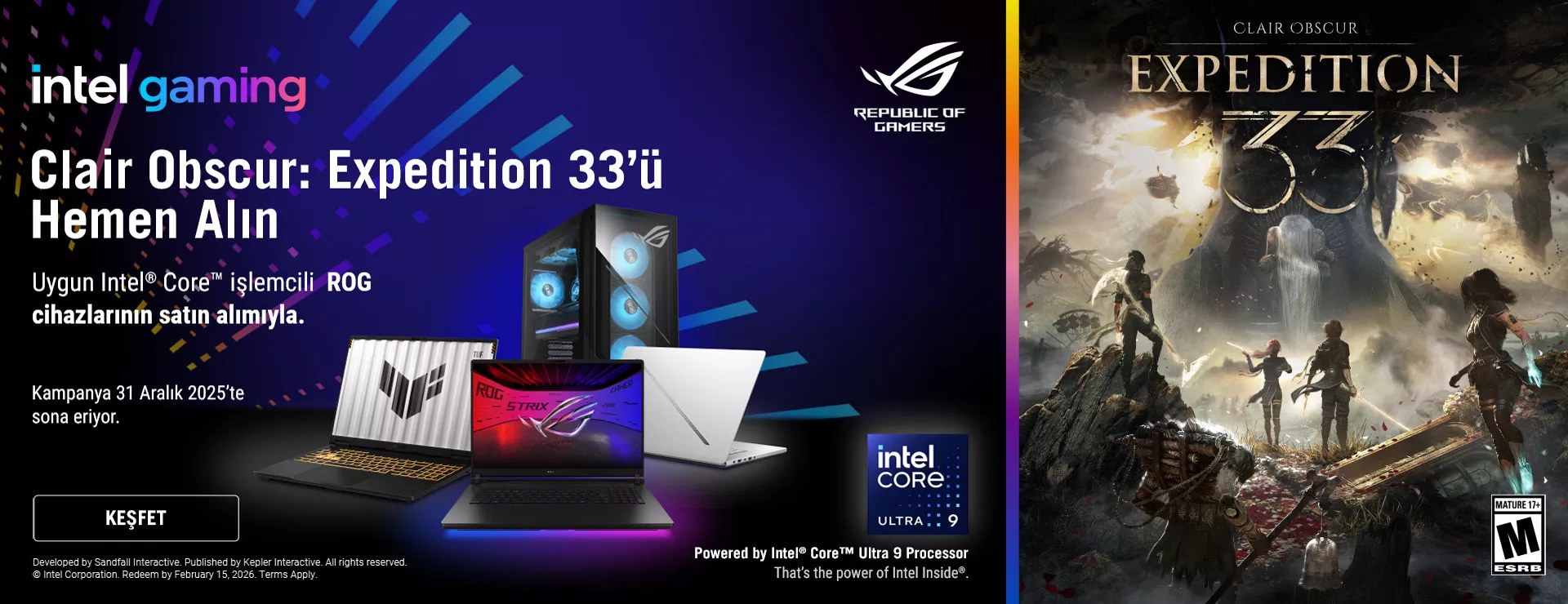 Clair Obscur: Expedition 33’ü Hemen Alın- Uygun Intel® Core™ işlemcili  ROG cihazlarının satın alımıyla.
