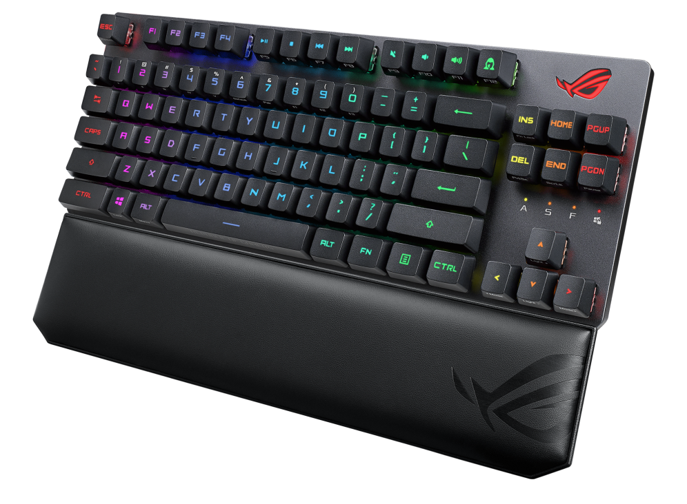 02: ROG Strix Scope RX TKL Wireless Deluxe – angled view from the side