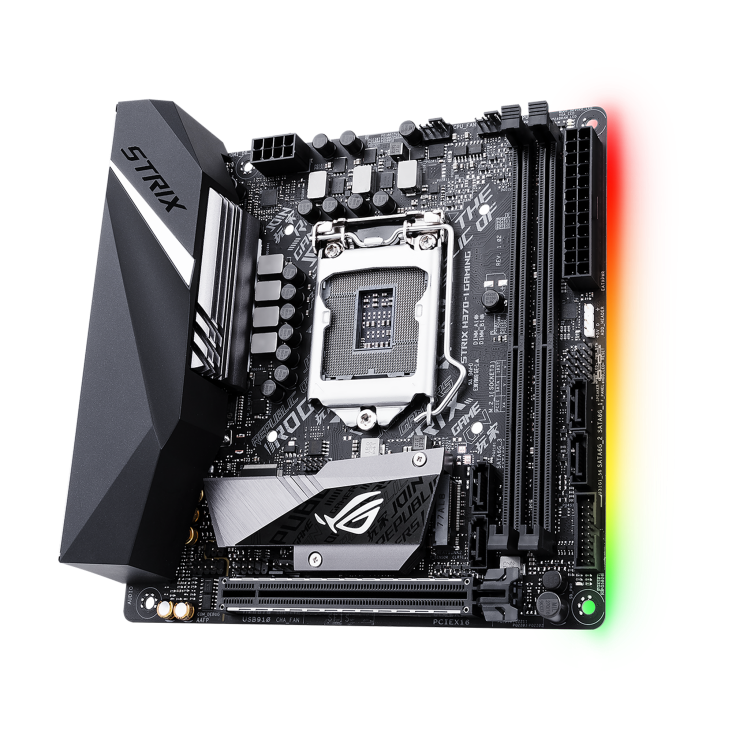 ROG STRIX H370-I GAMING angled view from right