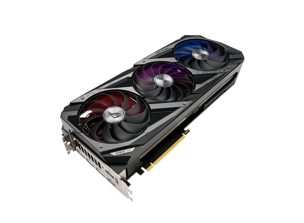 ROG-STRIX-RTX3080-10G-GAMING graphics card, hero shot from the front side