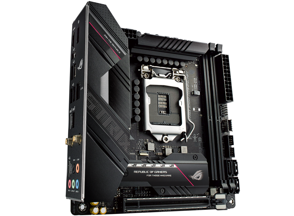 ROG STRIX B560-I GAMING WIFI angled view from left
