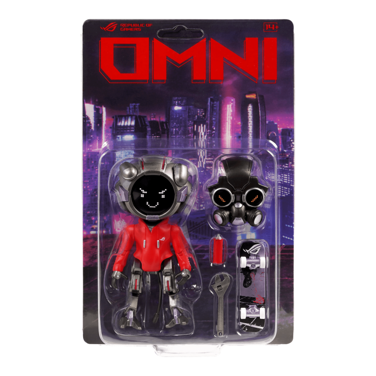 01-OMNI Figure OG in box with mask, tools and skateboard
