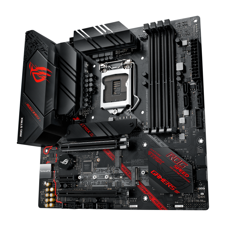 ROG STRIX B460-G GAMING angled view from right