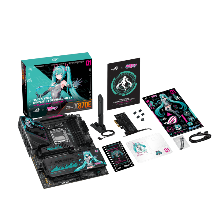 ROG STRIX X870E-H GAMING WIFI7 HATSUNE MIKU EDITION with color box and accessories