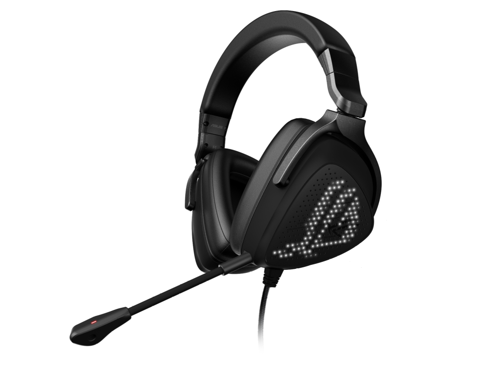 ROG Delta S Animate with ROG logo light effect on the left ear cup