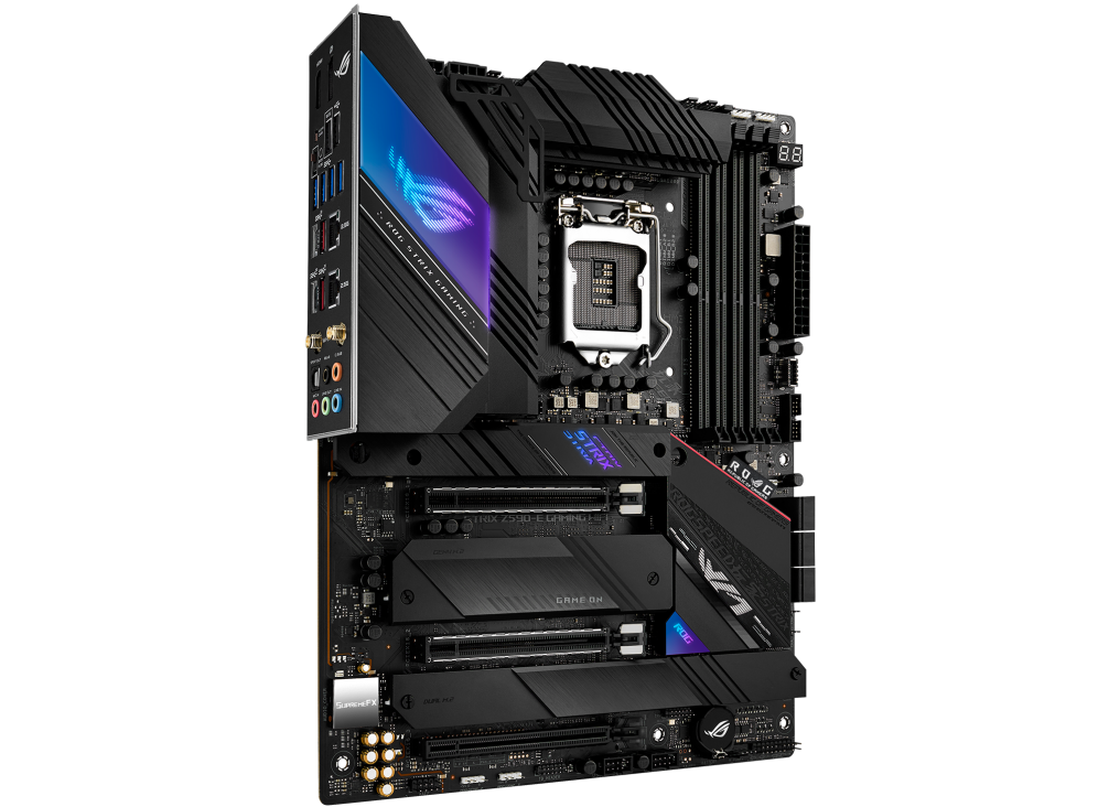 ROG STRIX Z590-E GAMING WIFI angled view from left