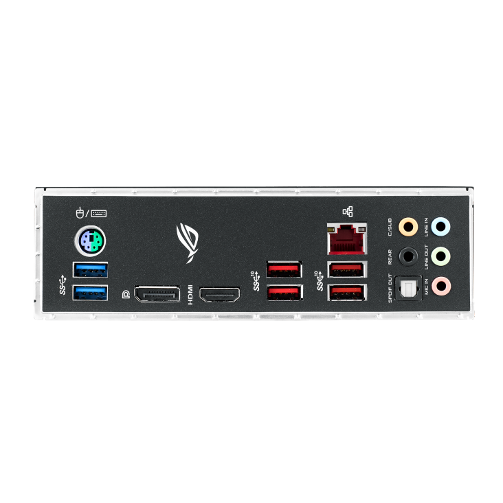 ROG STRIX Z390-H GAMING I/O ports closeup