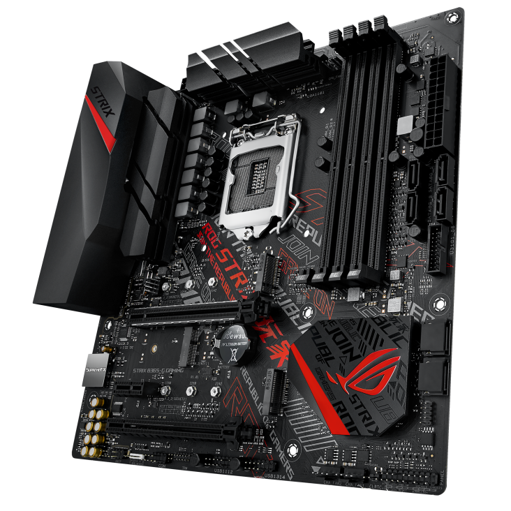 ROG STRIX B365-G GAMING angled view from right