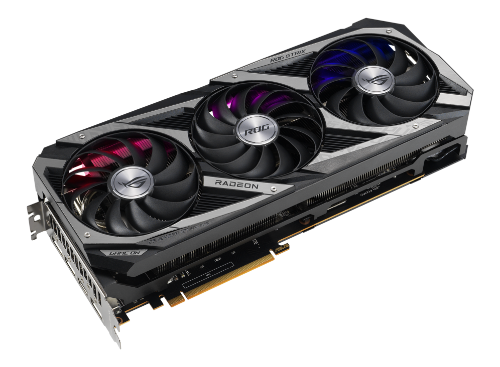 ROG Strix Radeon™ RX 6750 XT OC Edition graphics card, front angled view