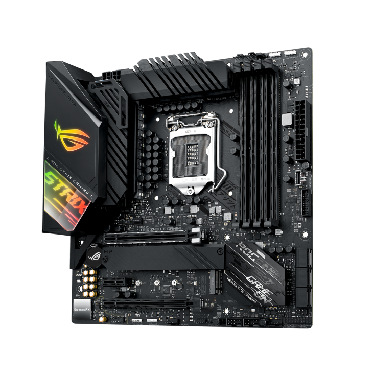 ROG STRIX Z490-G GAMING angled view from right