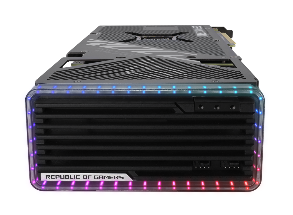 ROG Strix GeForce RTX 4070 graphics card special view highlighting ARGB element