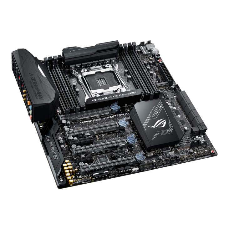 ROG RAMPAGE V EDITION 10 top and angled view from left