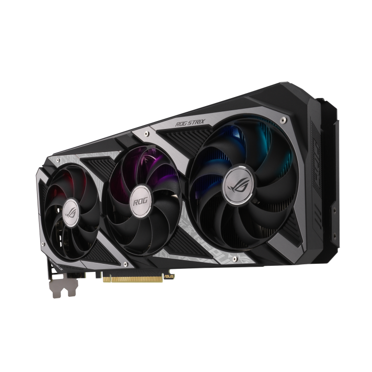 ROG-STRIX-RTX3060-12G-GAMING graphics card, hero shot from the front side