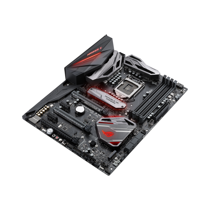 ROG MAXIMUS X HERO (WI-FI AC) top and angled view from right