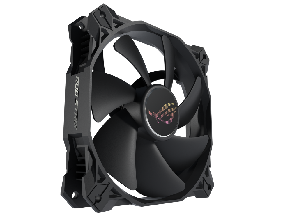 ROG STRIX XF 120 fan front view, 45 degrees