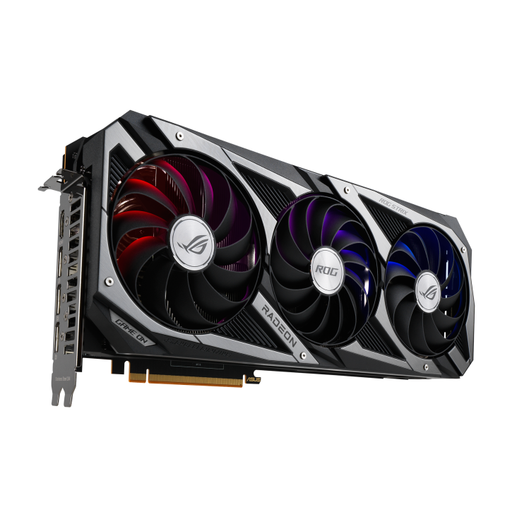 ROG-STRIX-RX6800-O16G-GAMING graphics card, hero shot from the front side