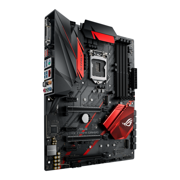 ROG STRIX Z370-H GAMING angled view from left