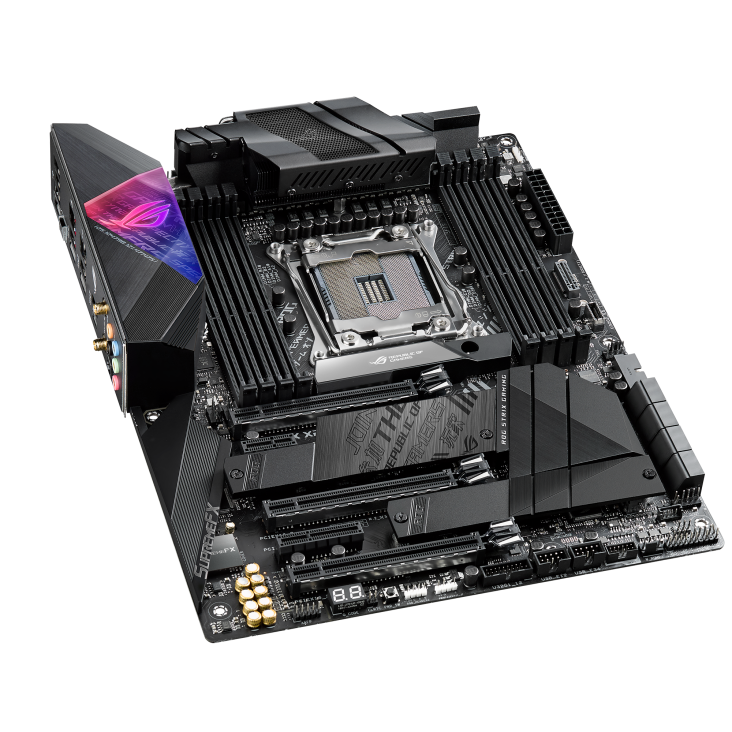 ROG Strix X299-E Gaming II top and angled view from left