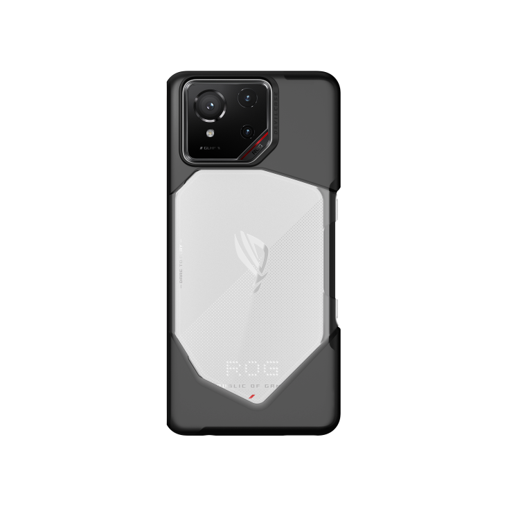 DEVILCASE Guardian Gaming with a ROG Phone 9 (white color) angled view from