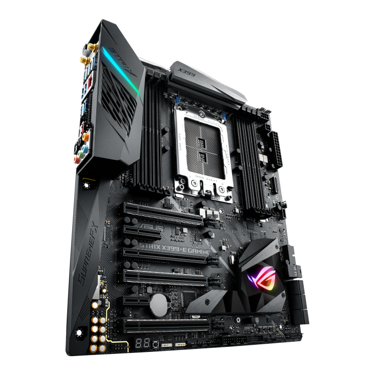 ROG STRIX X399-E GAMING angled view from left