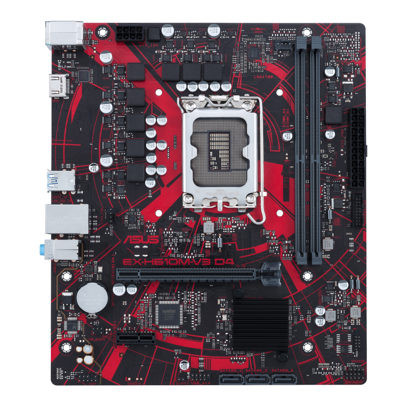 EX-H610M-V3 D4-CSM motherboard, front view 