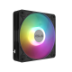 ASUS AR120 ARGB PWM Fan, tilted 45 degrees with ARGB lighting