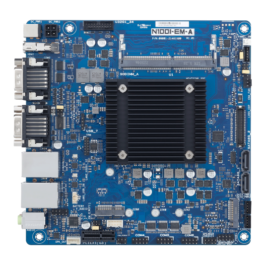 ASUS IoT N100I-EM-A Mini-ITX SBC, compact fanless design for industrial and embedded systems