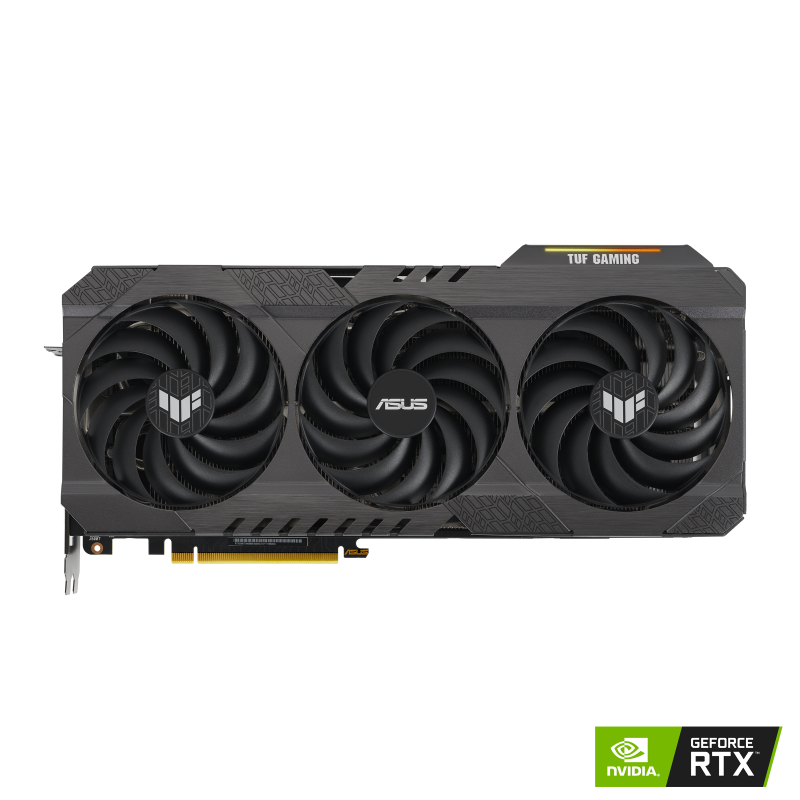 TUF Gaming GeForce RTX 3090 Ti OC Edition 24GB graphics card with NVIDIA logo, front view