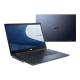An angled front view of an ASUS ExpertBook B5 Flip, superimposed on an overhead view of an ASUS ExpertBook B3 Flip showing its Star Black lid.